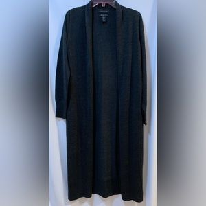 Tahari Marino Wool Blend Longline Open Front Cardigan Size XS Grey